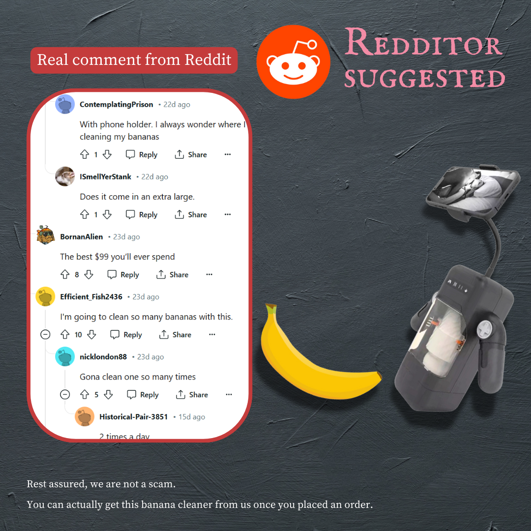 Genie-Ride™ (Reddit bro suggested) (Banana cleaner with phone holder)